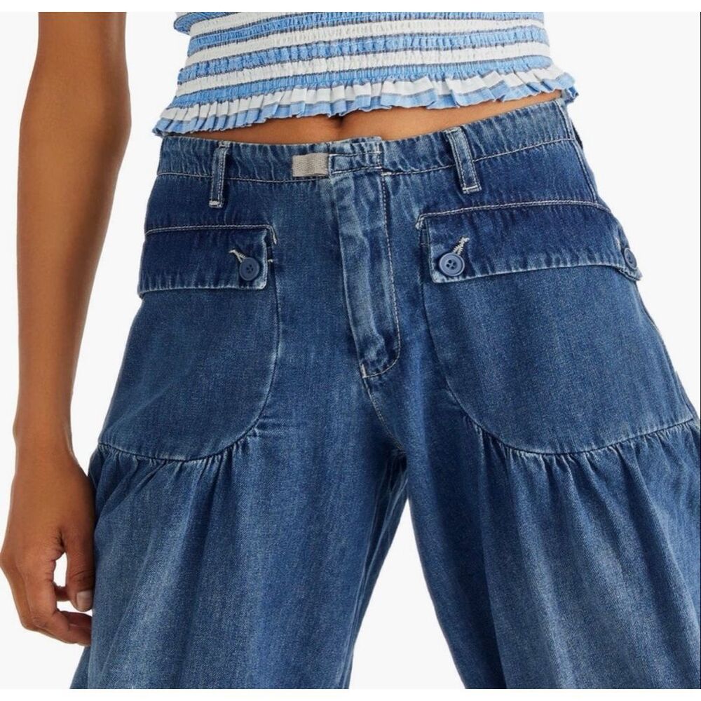 NWOT Free People We The Free Lotus Balloon Wide Leg Denim Jeans Women's 28 - Picture 2 of 11